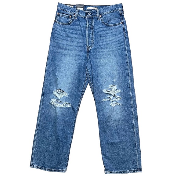 Levi’s Ribcage Straight Ankle Distressed High Rise Jeans NWT Sz 30 x 27 - Picture 1 of 15